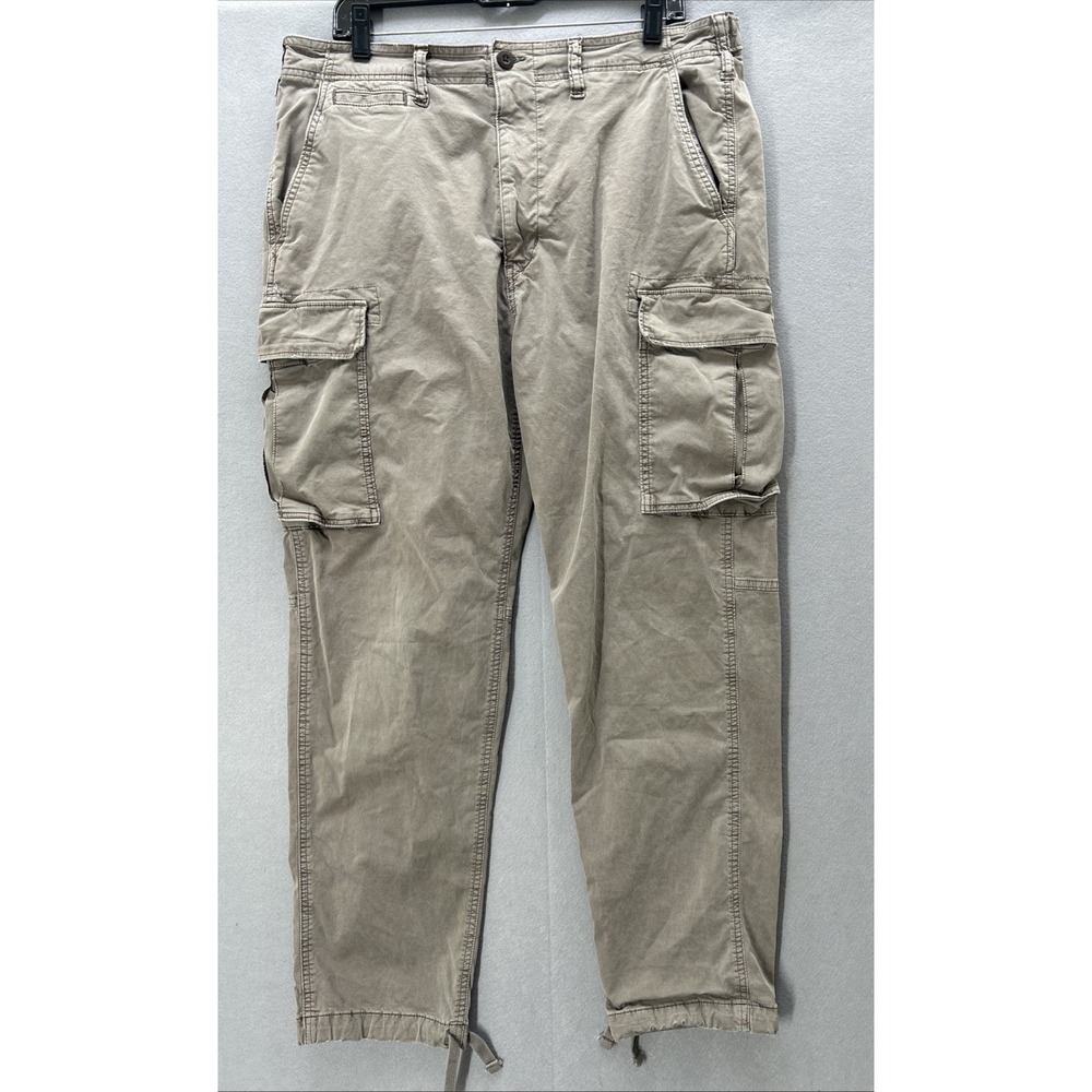 American Eagle Flex Cargo Pants Men (Actual 34x28) Tan Brown Tapered Utility